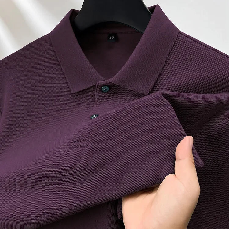 Men's long-sleeved polo shirt in premium cotton – Understated elegance and superior comfort