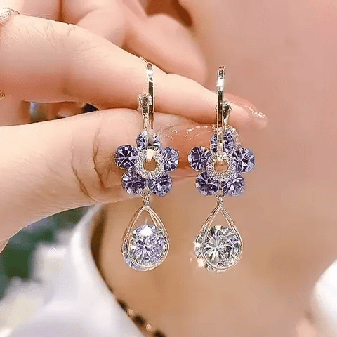 Crystal Petals earrings adorned with crystals