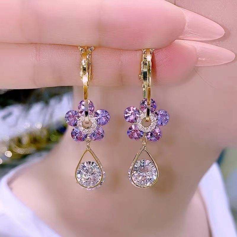 Crystal Petals earrings adorned with crystals