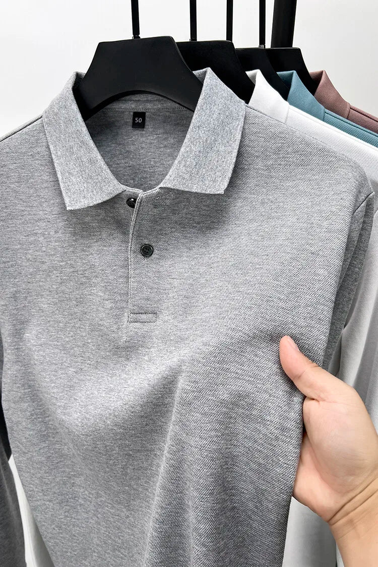 Men's long-sleeved polo shirt in premium cotton – Understated elegance and superior comfort