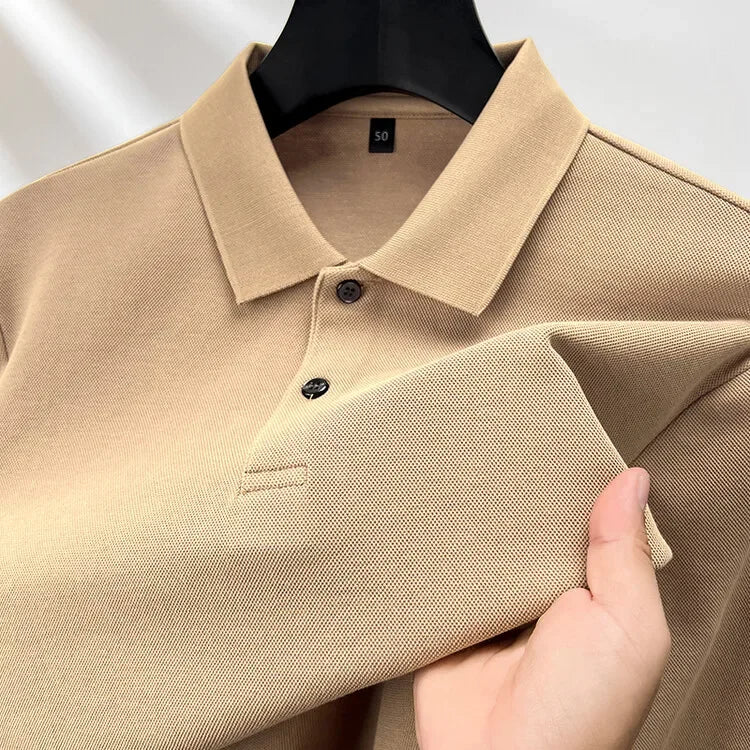 Men's long-sleeved polo shirt in premium cotton – Understated elegance and superior comfort