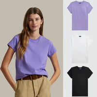 3 PACK - T-SHIRTS EN COTON COUPE SLIM FEMME - Violet - Blanc - Noir / S