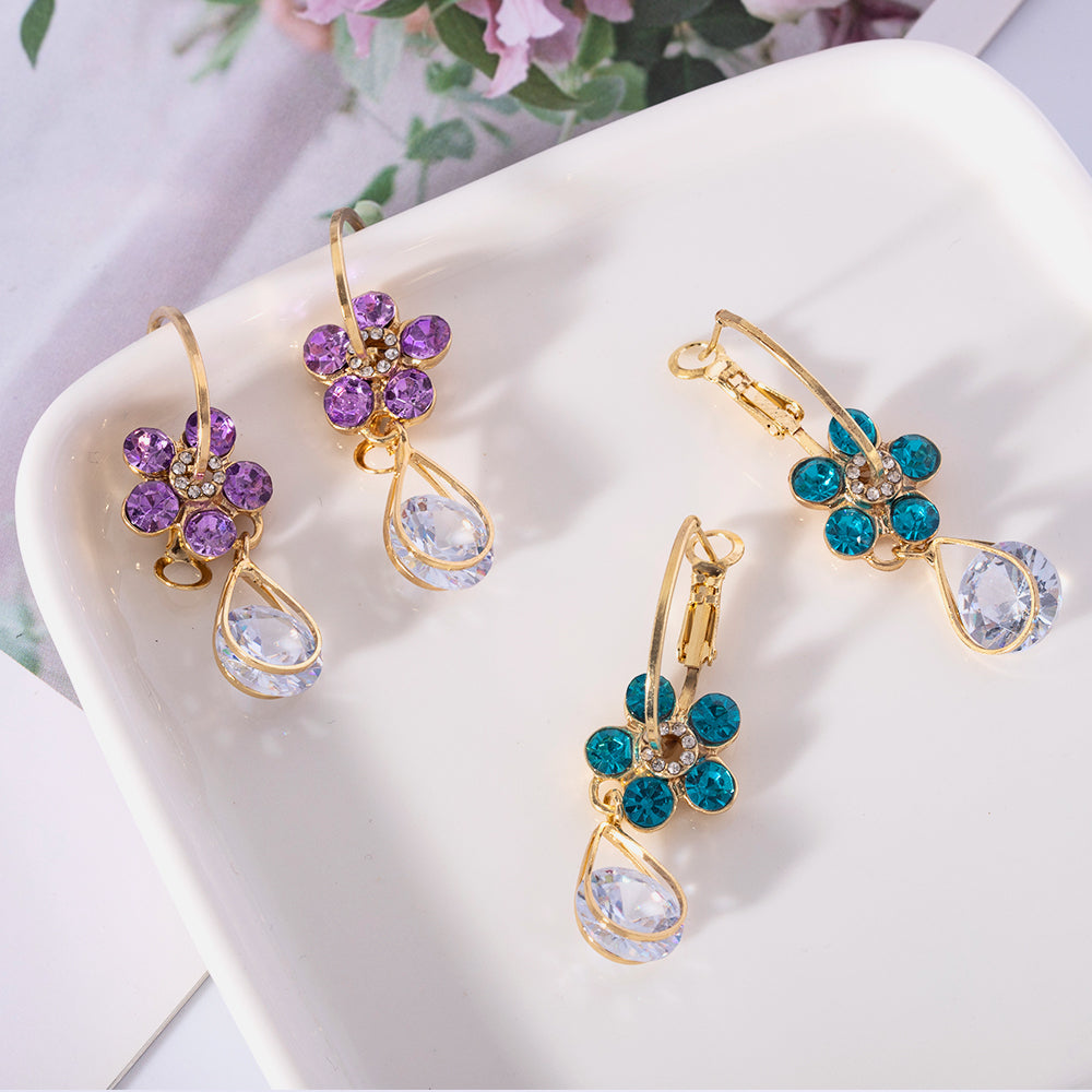 Crystal Petals earrings adorned with crystals